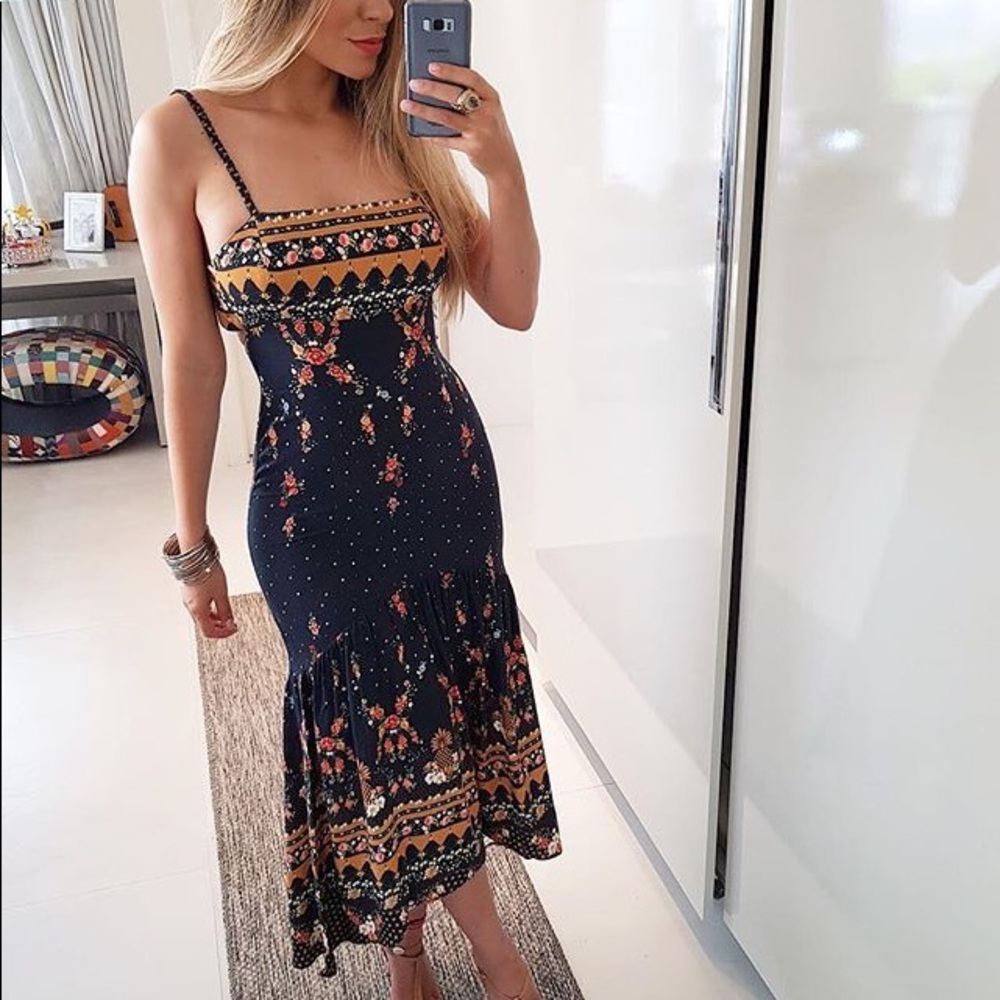 NWOT Farm Rio Black Floral Dress, M